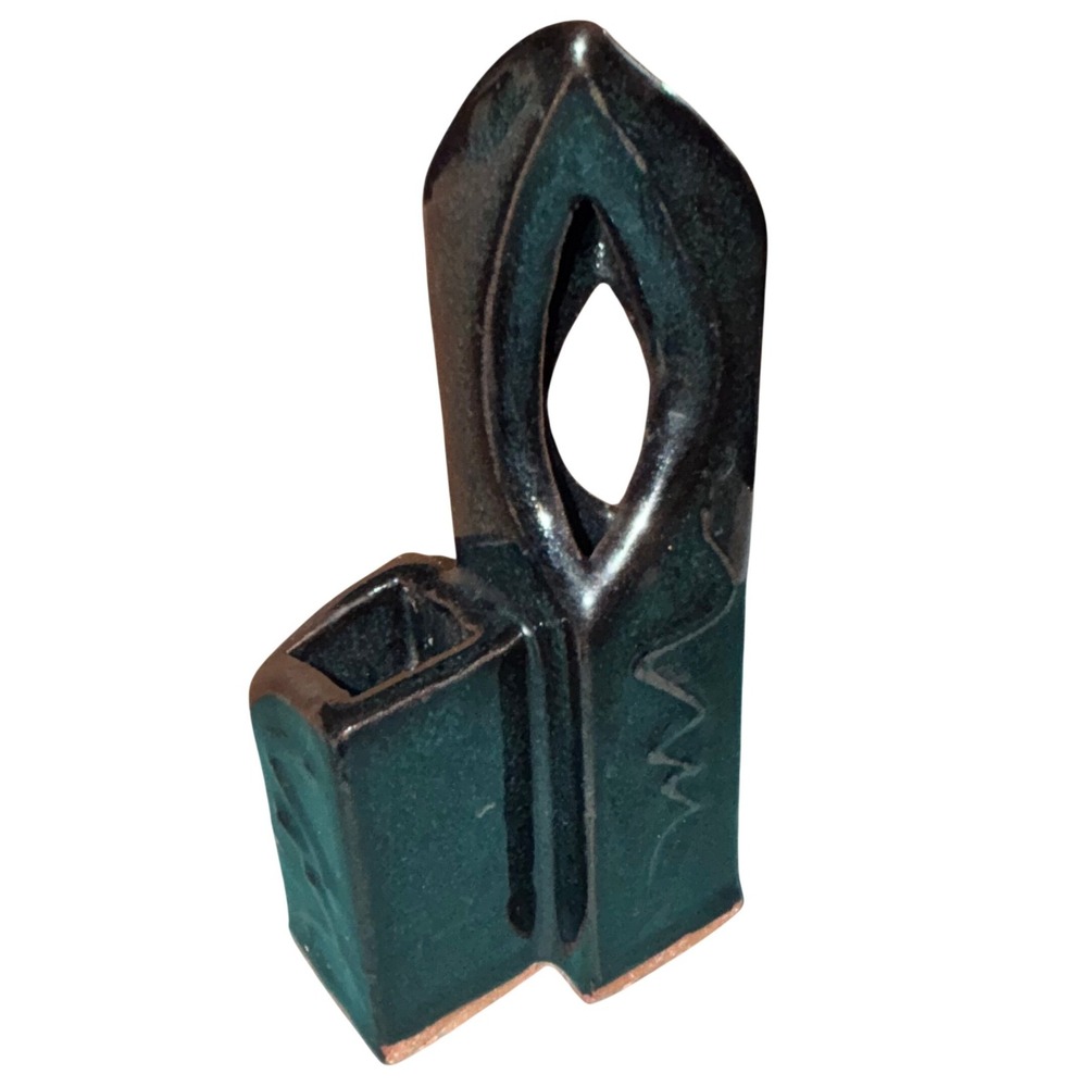 Unique Ceramic Black Glaze Sculptural Vase Pot Holder Modern Art